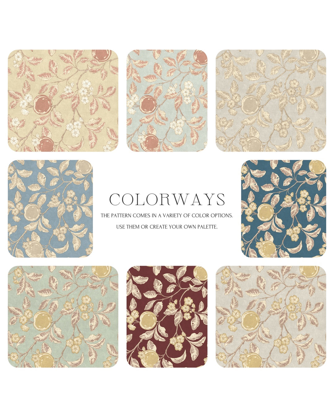 Set of floral patterned coasters with text on a white background