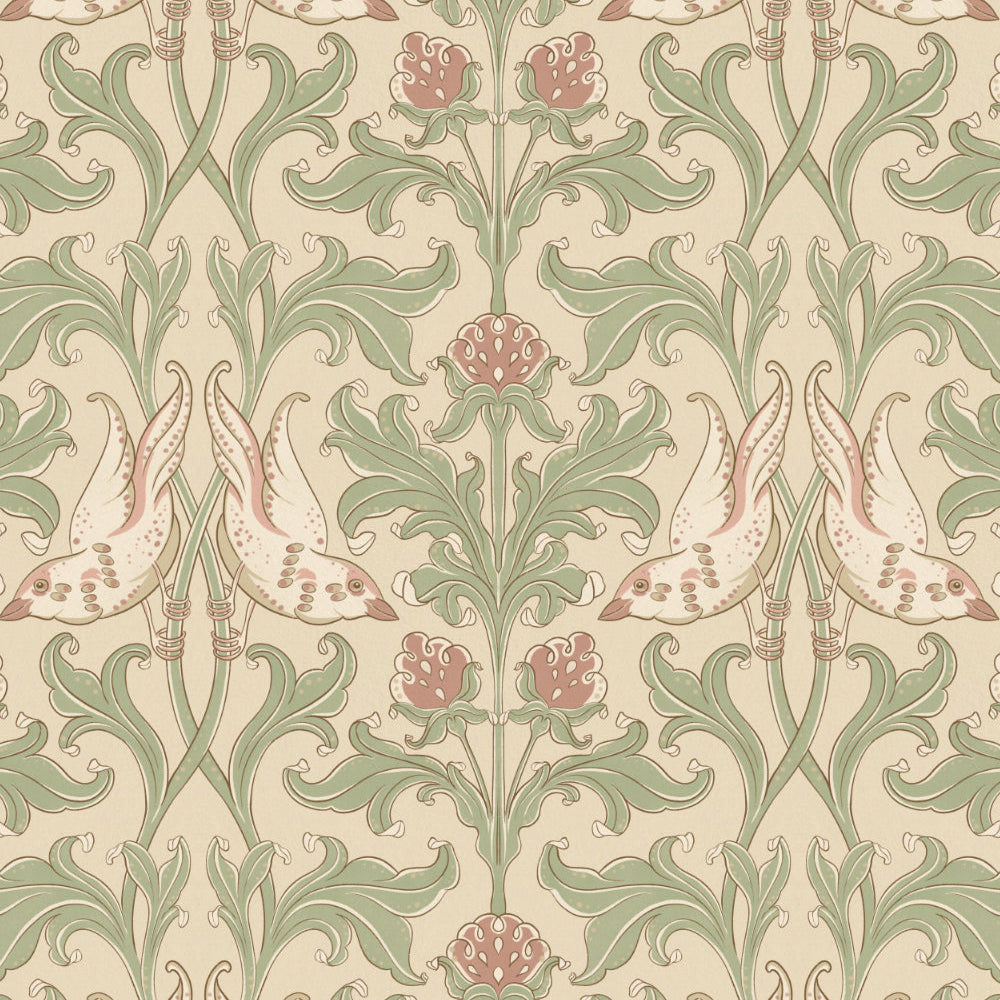 Birds and berries Seamless Pattern - 003