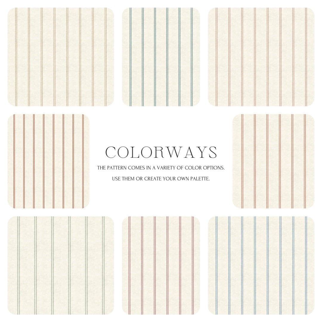 Set of striped pattern swatches with text on a white background