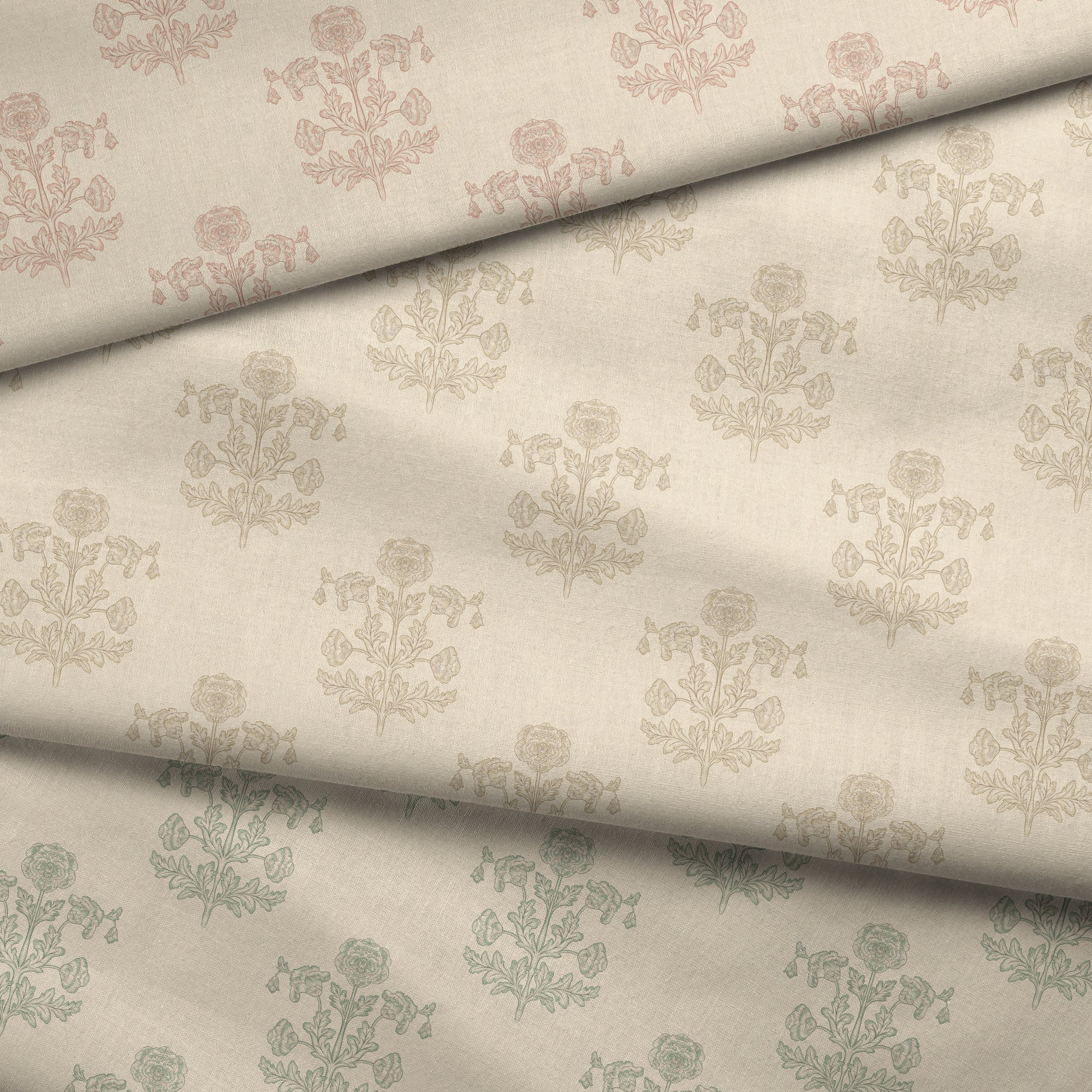 Floral patterned fabric with subtle color variations on a neutral background