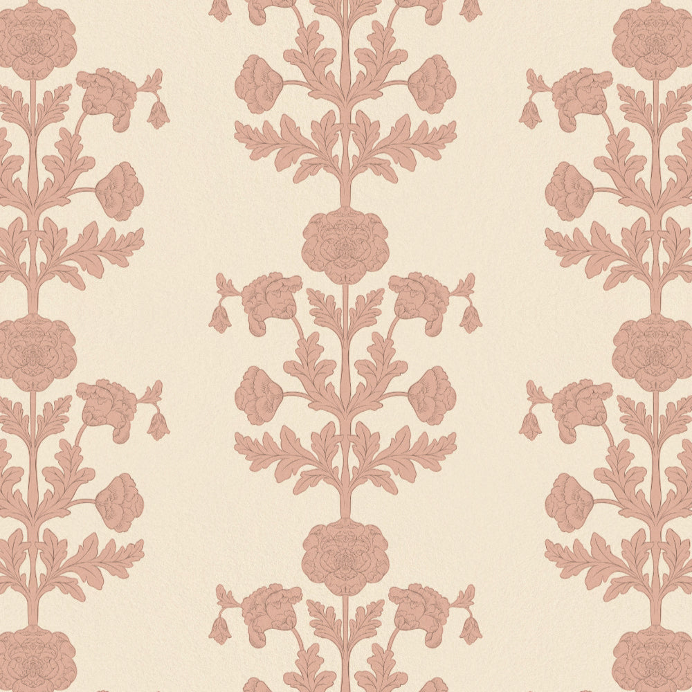 Decorative floral pattern in pink on a beige background