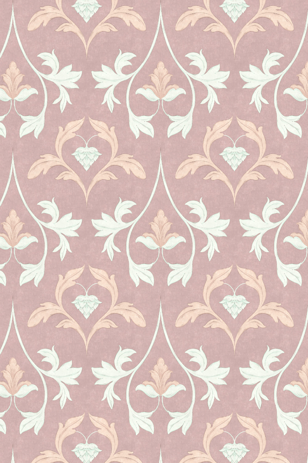 Decorative floral pattern with white and pink elements on a pink background