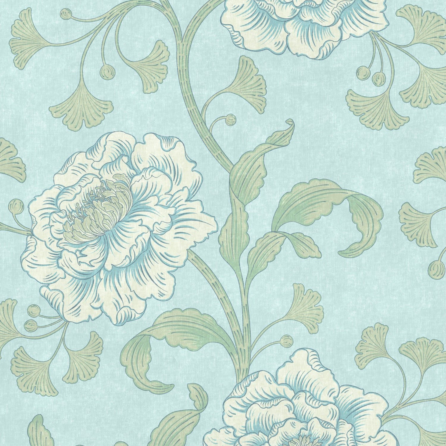 Peony & Ginkgo Seamless Pattern - 017
