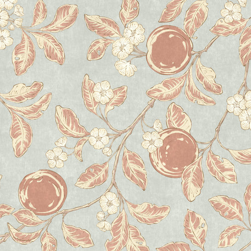 Pattern of apples and leaves on a light blue background