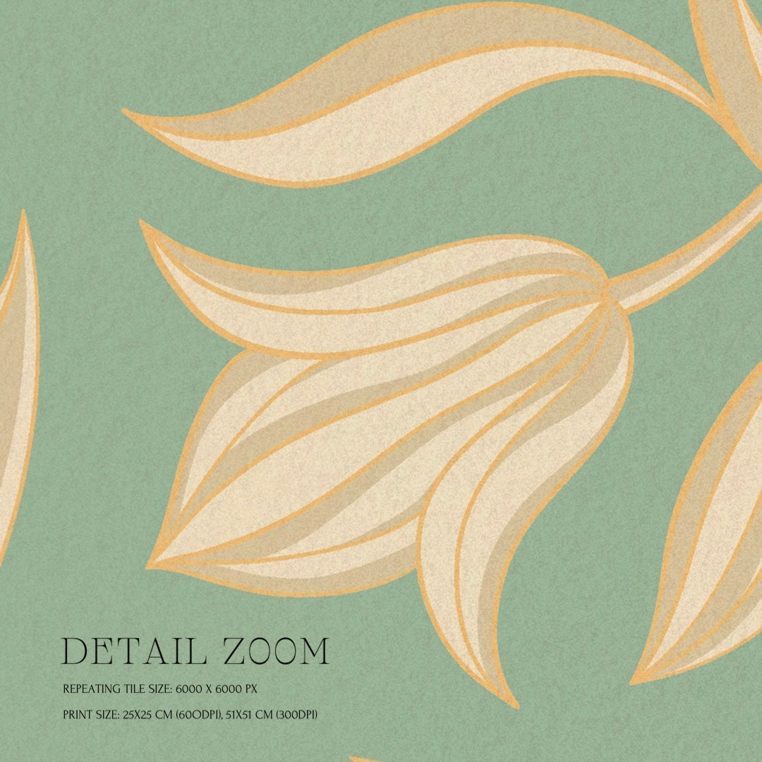 Close-up of leaf pattern with 'Detail Zoom' text on a green background